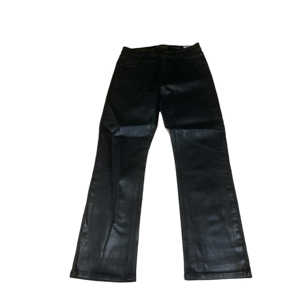 7 For All Mankind Zen 7 Women’s Ankle Straight Black Vinyl Jeans Size 4 NWOT